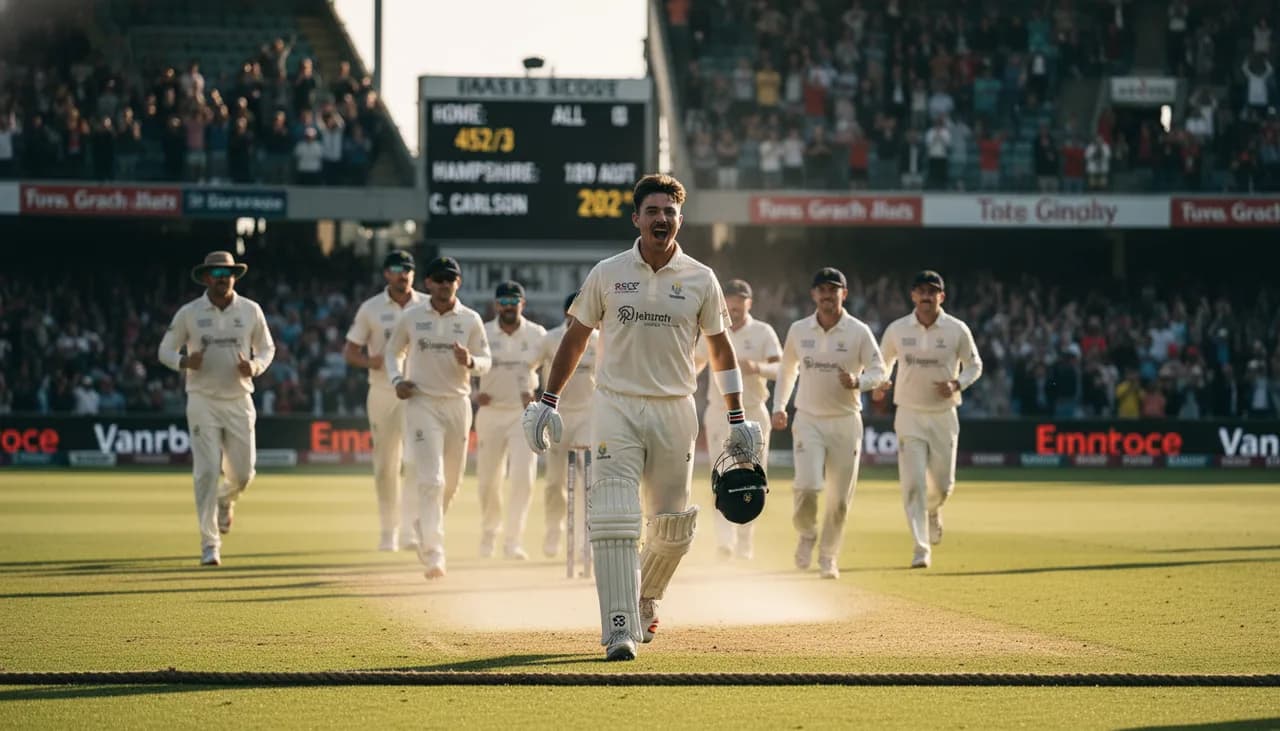 Carlson's maiden double century destroys Hampshire