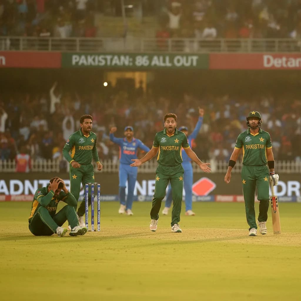 Pakistan Collapse to 86 All Out as Three Run Outs Embarrass Side