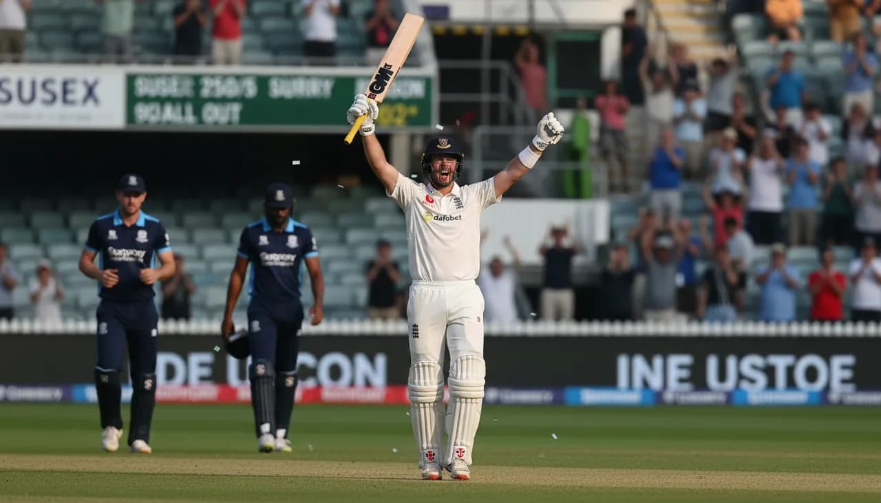 Robinson's Brilliant Century Rescues Sussex from Surrey Collapse