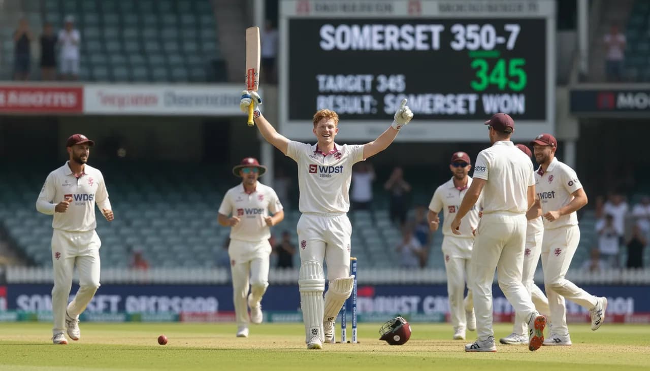 Thomas Rew's Maiden Ton Puts Somerset on Brink of Victory