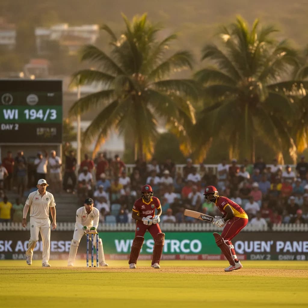West Indies Steady at 194-3 After Day Two in Trinidad