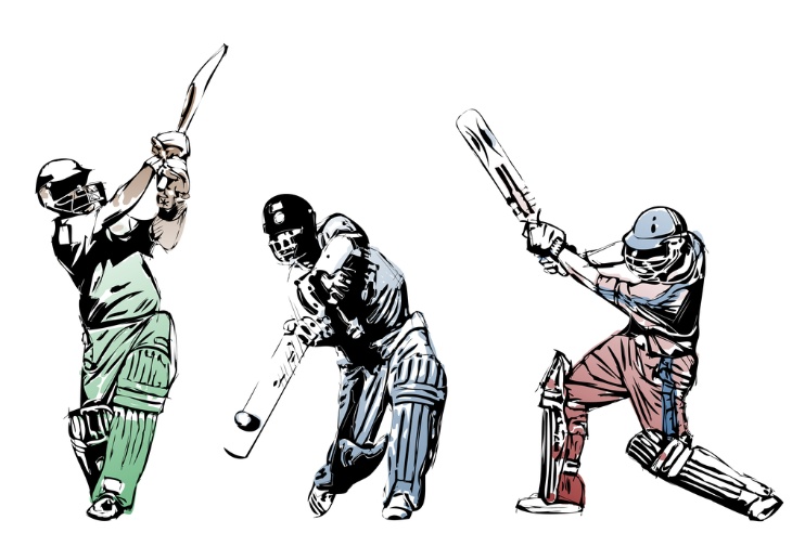 Three Illustrated Cricket Players